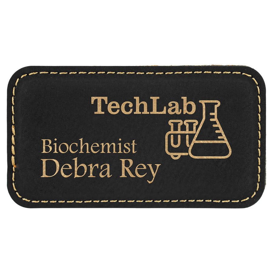 Black/Gold Leatherette Badge with Magnet