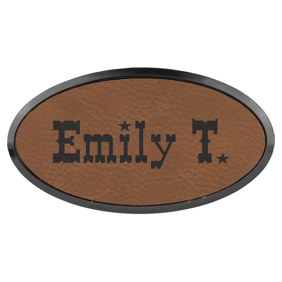 3" x 1.5" Leatherette Oval Badge & Frame