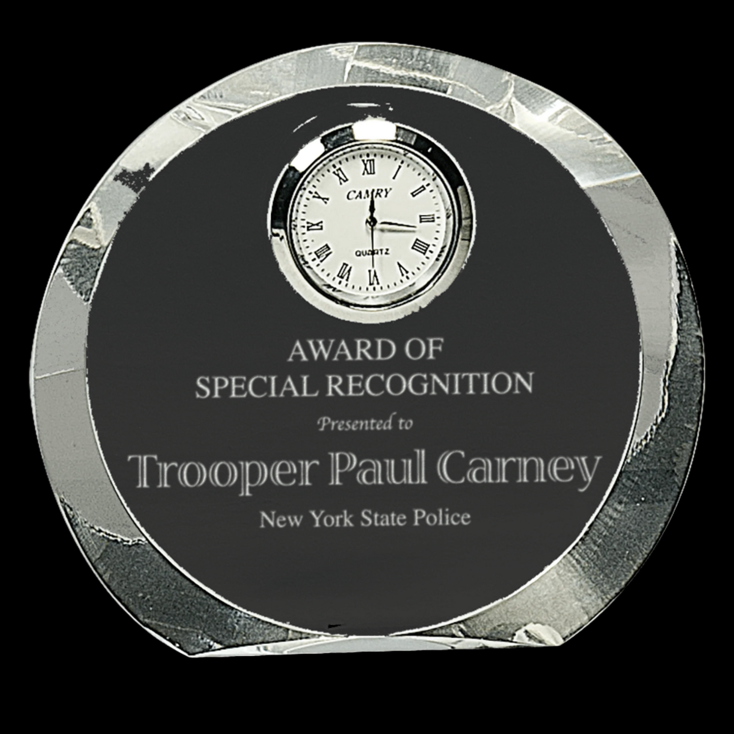 4.5" Clear Crystal Round with Clock