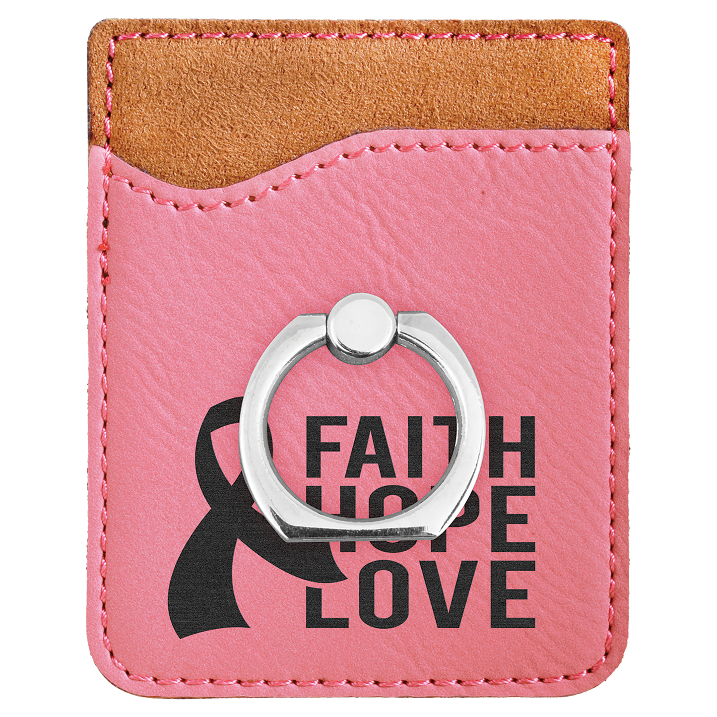 Leatherette Phone Wallet with Ring