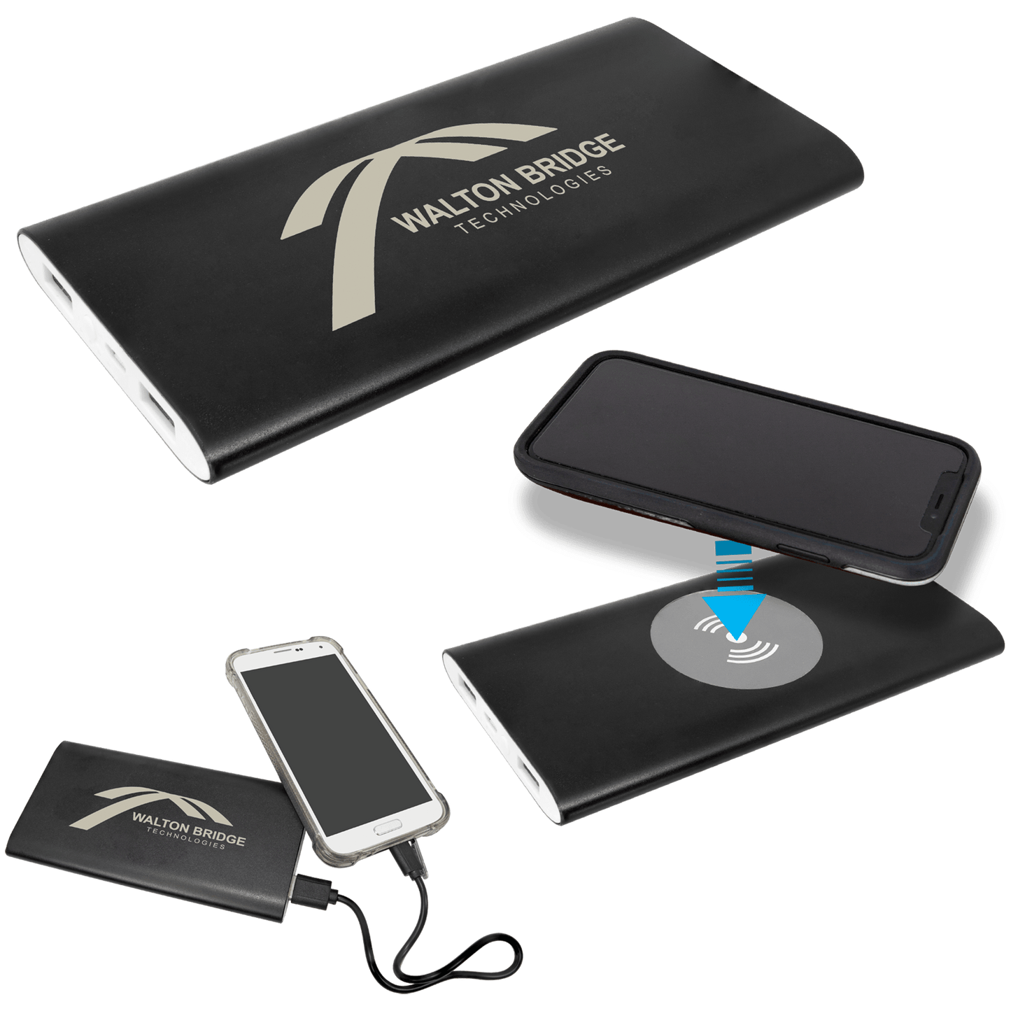 8000 mAh Power Bank & Wireless Anodized Aluminum Charger