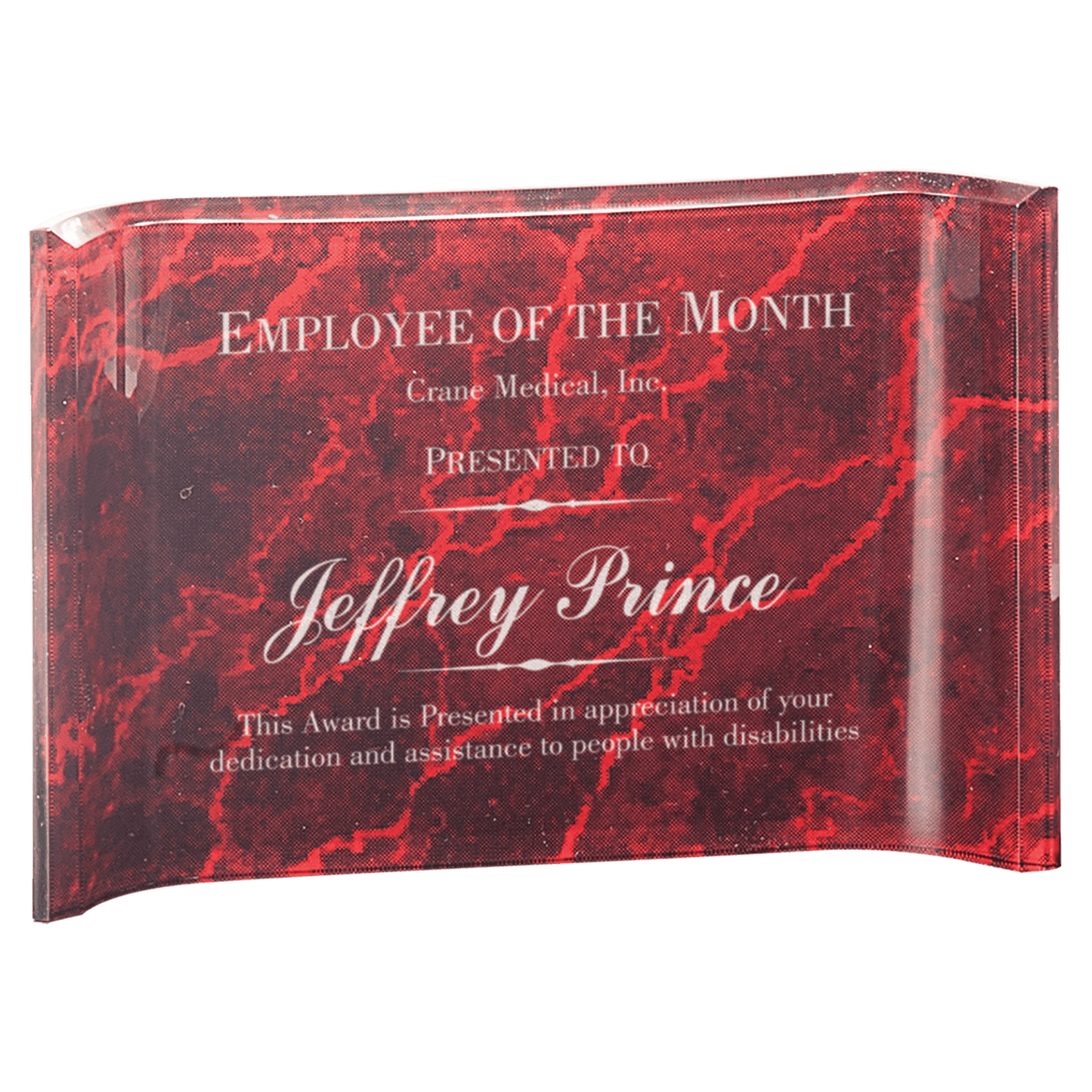 Red Marbleized Acrylic Crescent
