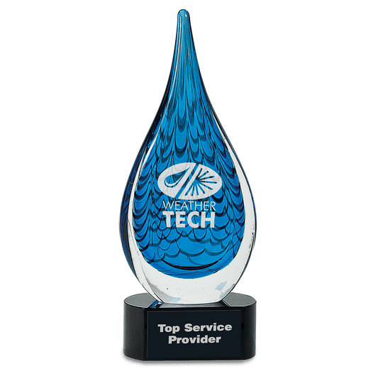 12.5" Blue Raindrop Art Glass