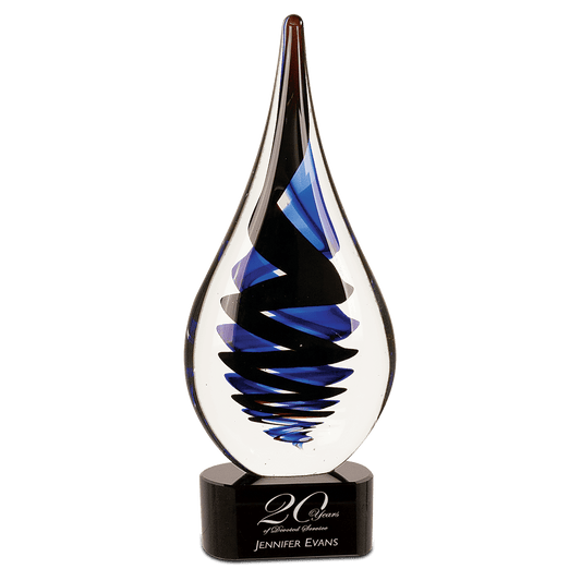 11.25" Black Twist Raindrop Art Glass