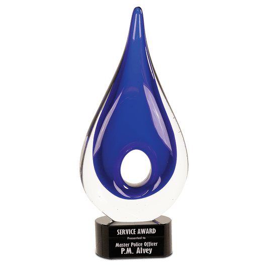 11.25" Blue Round Window Raindrop Art Glass