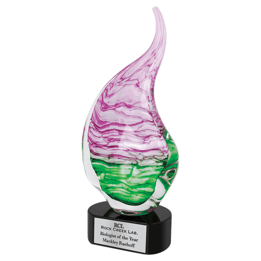 15.5" Pink/Green Art Glass