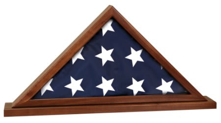 Genuine Walnut Flag Display Case with Base Attached