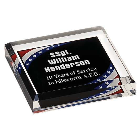 Stars & Stripes Marbleized Acrylic Paperweight