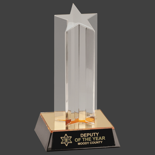 Clear Single Star Column Acrylic with Gold/Black Base