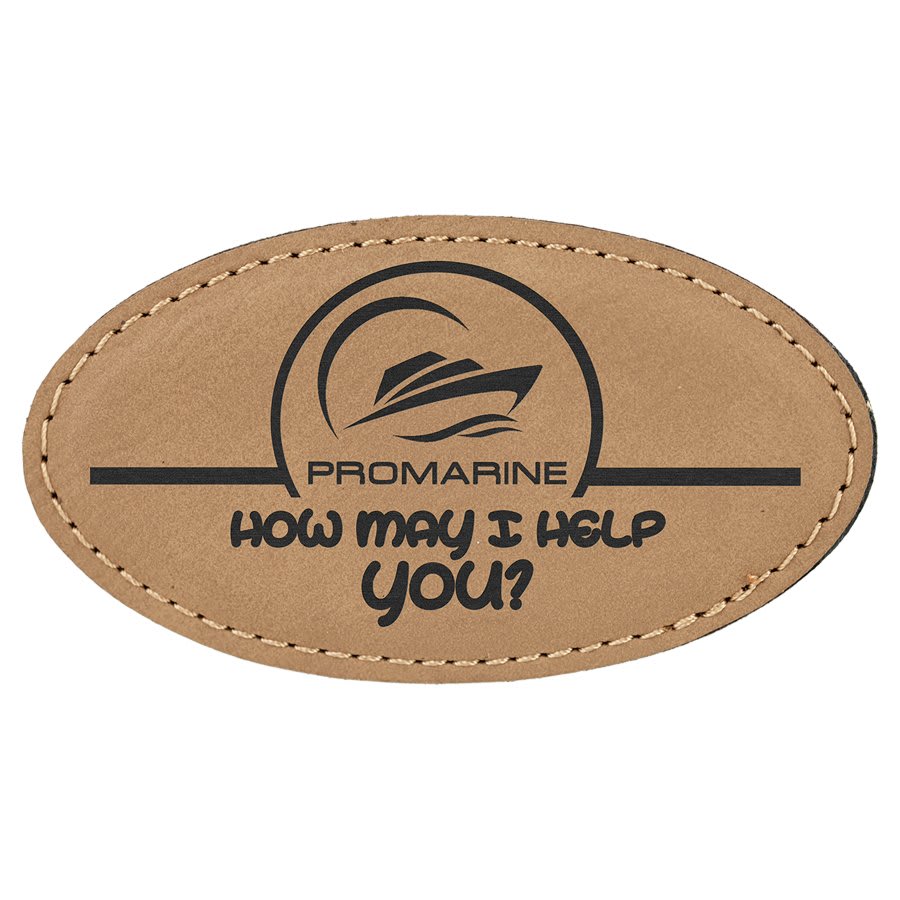 3.25" x 1.75" Leatherette Oval Badge with Magnet