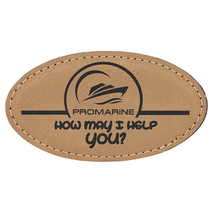 3.25" x 1.75" Leatherette Oval Badge with Magnet