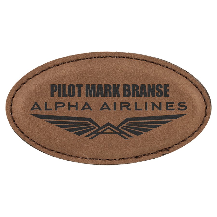 3.25" x 1.75" Leatherette Oval Badge with Magnet