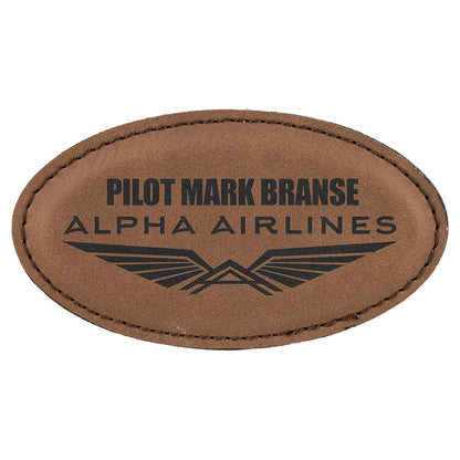 3.25" x 1.75" Leatherette Oval Badge with Magnet