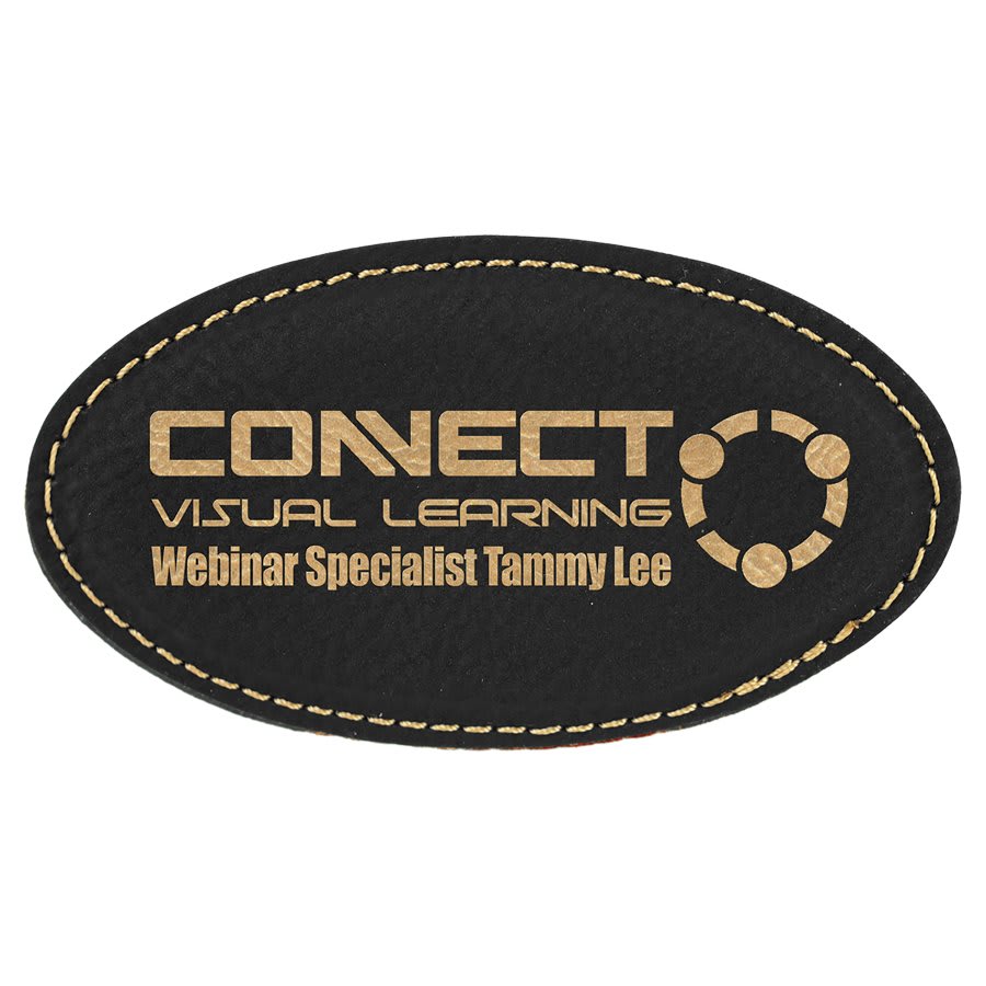 3.25" x 1.75" Leatherette Oval Badge with Magnet
