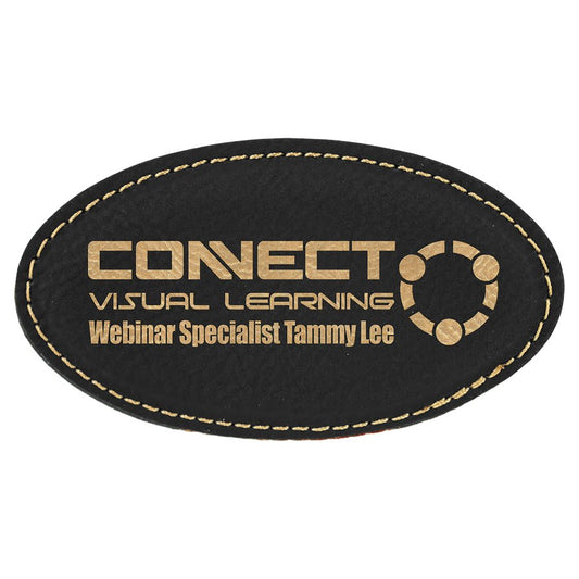 3.25" x 1.75" Leatherette Oval Badge with Magnet
