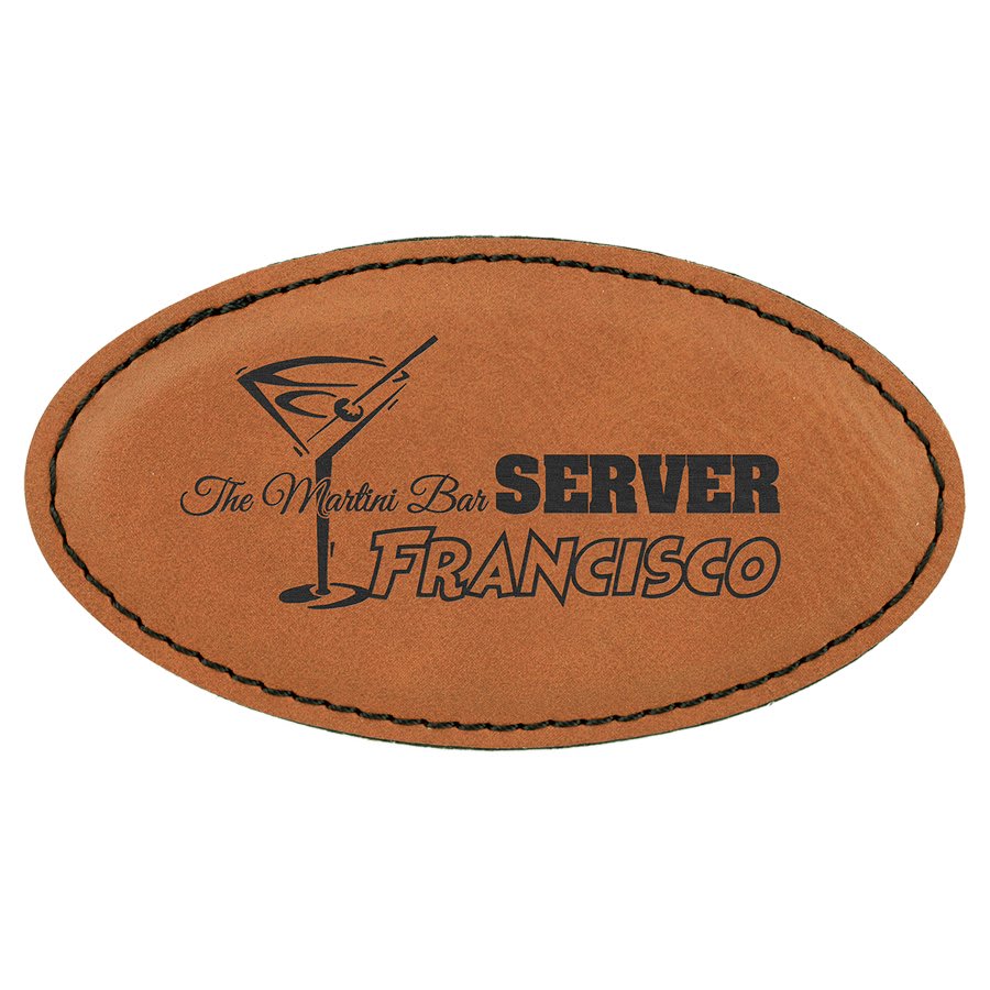 3.25" x 1.75" Leatherette Oval Badge with Magnet