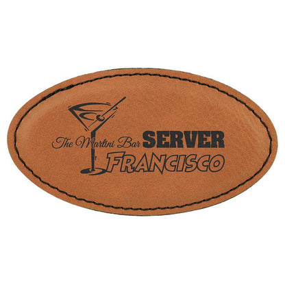 3.25" x 1.75" Leatherette Oval Badge with Magnet