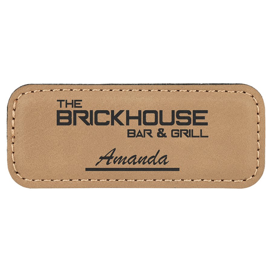 Light Brown Leatherette Badge with Magnet