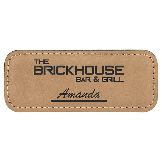 Light Brown Leatherette Badge with Magnet