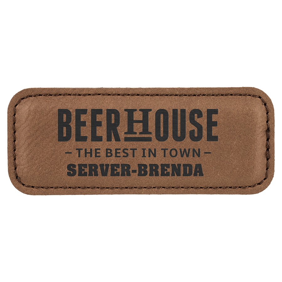Dark Brown Leatherette Badge with Magnet