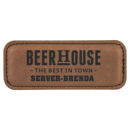Dark Brown Leatherette Badge with Magnet
