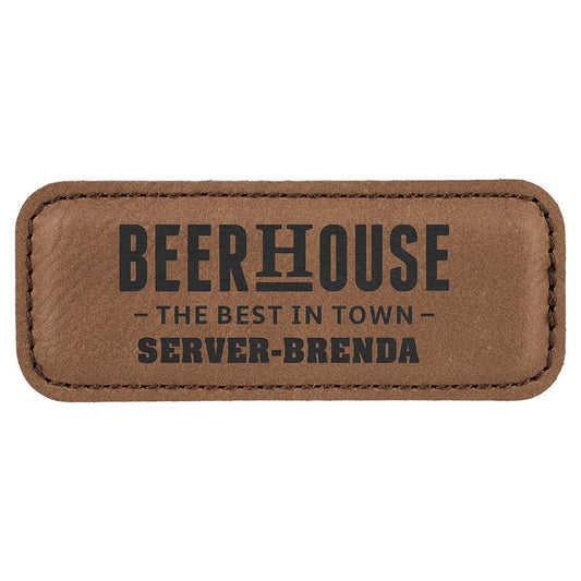Dark Brown Leatherette Badge with Magnet
