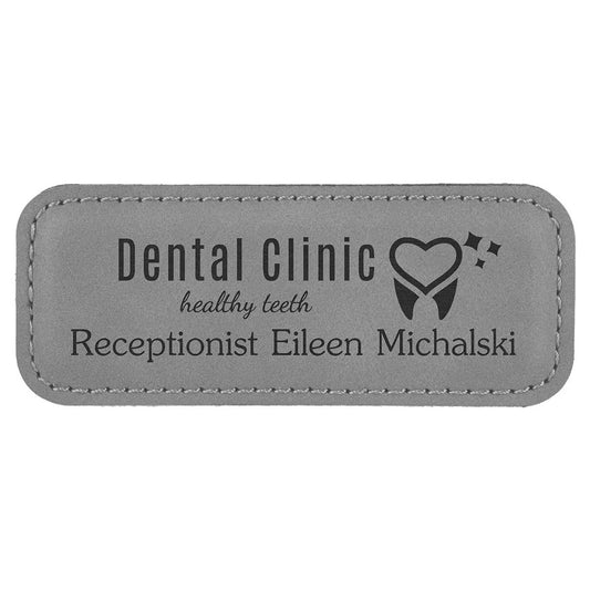 Gray Leatherette Badge with Magnet