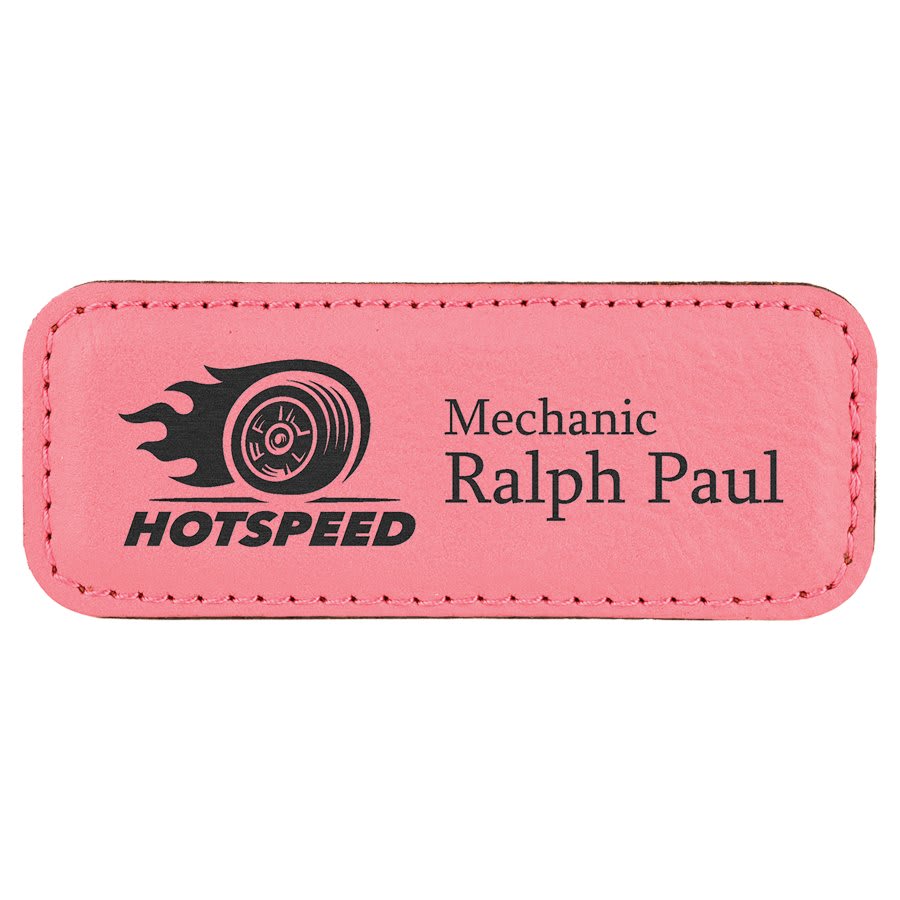 Pink Leatherette Badge with Magnet