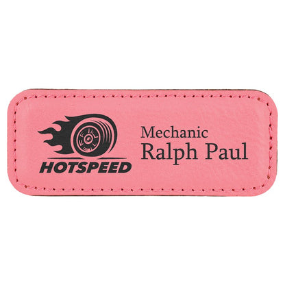Pink Leatherette Badge with Magnet