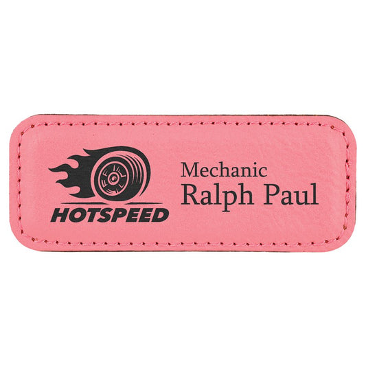 Pink Leatherette Badge with Magnet