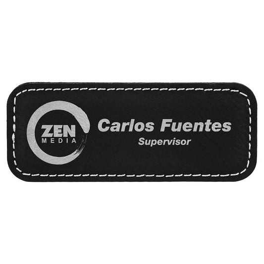 Black/Silver Leatherette Badge with Magnet
