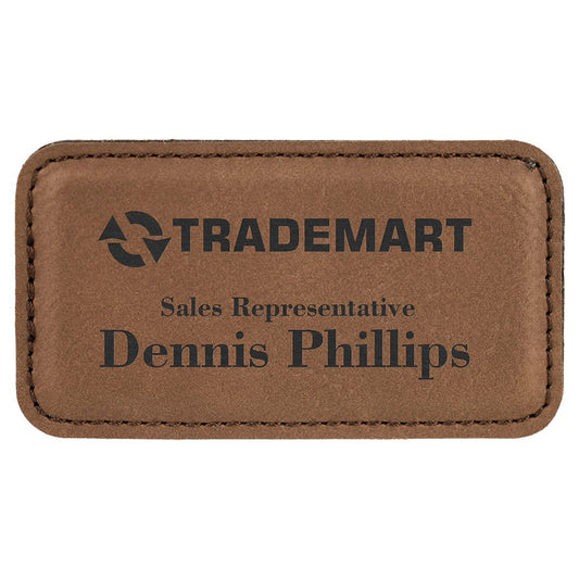 Dark Brown Leatherette Badge with Magnet