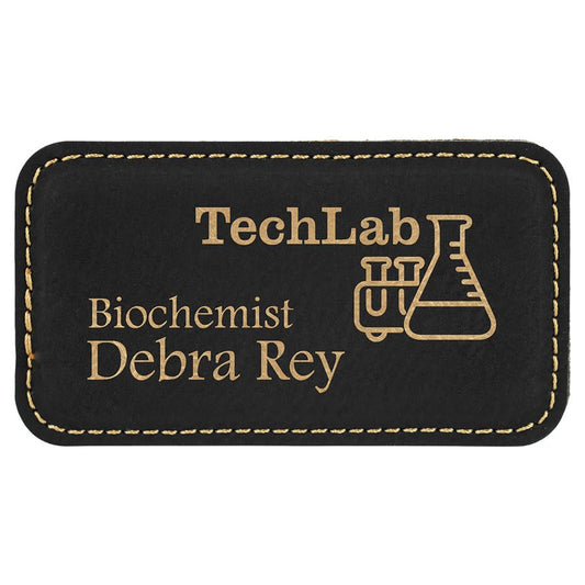 Black/Gold Leatherette Badge with Magnet