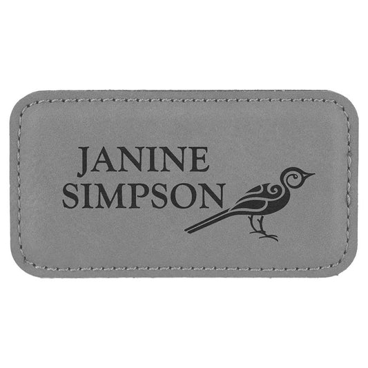 Gray Leatherette Badge with Magnet