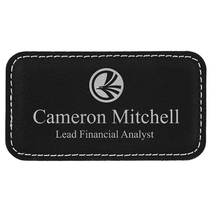 Black/Silver Leatherette Badge with Magnet
