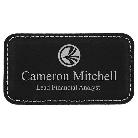 Black/Silver Leatherette Badge with Magnet