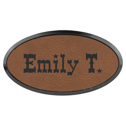 3" x 1.5" Leatherette Oval Badge & Frame