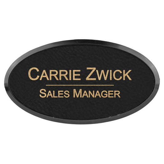 3" x 1.5" Leatherette Oval Badge & Frame