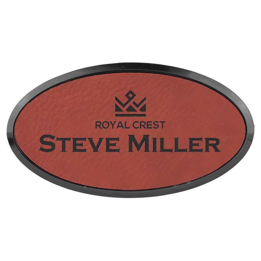3" x 1.5" Leatherette Oval Badge & Frame