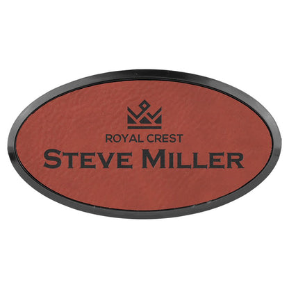 3" x 1.5" Leatherette Oval Badge & Frame