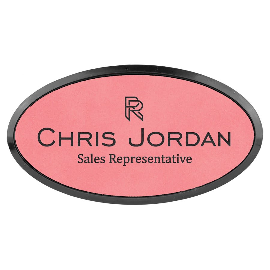 3" x 1.5" Leatherette Oval Badge & Frame