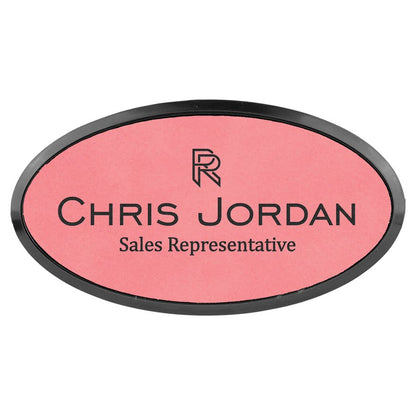 3" x 1.5" Leatherette Oval Badge & Frame