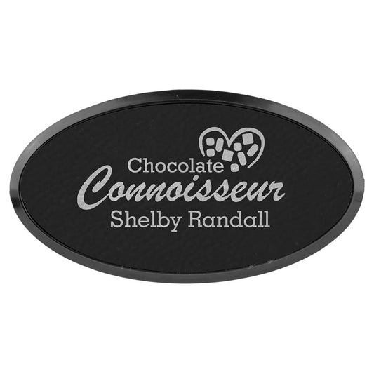 3" x 1.5" Leatherette Oval Badge & Frame