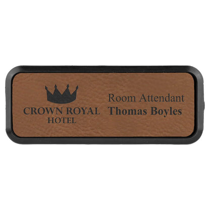 Dark Brown Leatherette Round Corner Badge & Frame