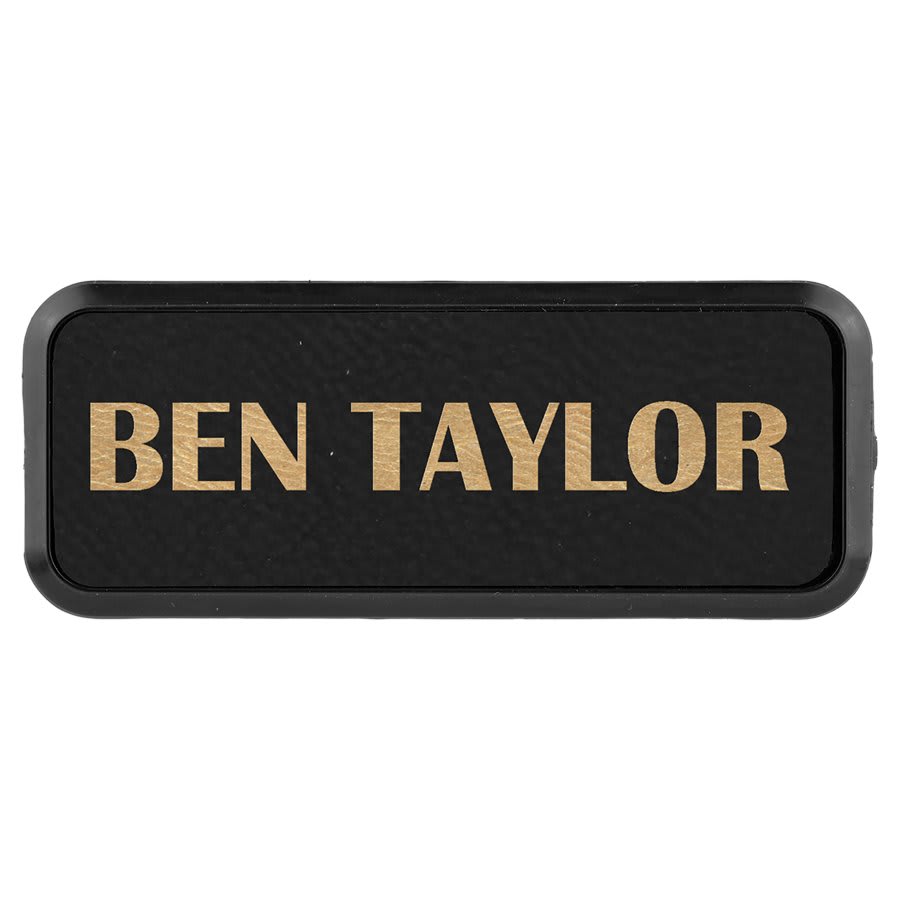 Black/Gold Leatherette Round Corner Badge & Frame