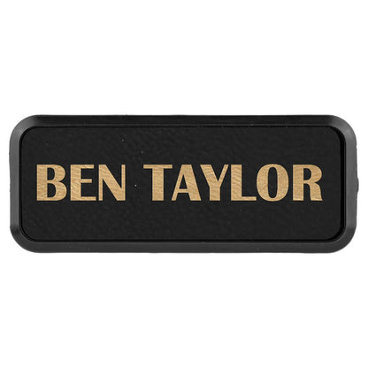Black/Gold Leatherette Round Corner Badge & Frame