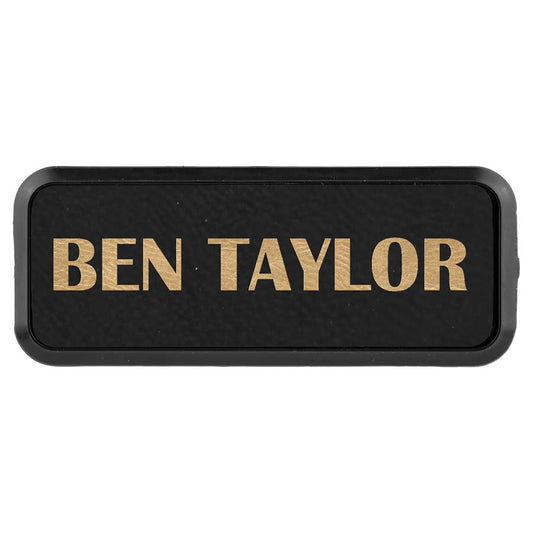 Black/Gold Leatherette Round Corner Badge & Frame