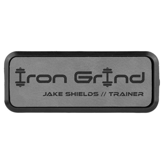 Gray Leatherette Round Corner Badge & Frame