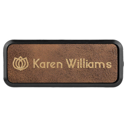 Rustic/Gold Leatherette Round Corner Badge & Frame