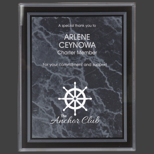 Black Marble Border Clear-Plaq Acrylic